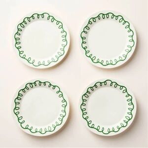 Kate Spade X Target Green Ribbon Ceramic Dessert Plate Set (4 plate)